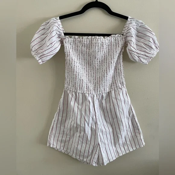 Abercrombie & Fitch White and Red Striped Romper - Picture 1 of 4